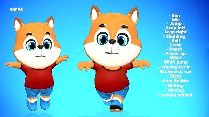 Fox Dog Animated Rigged