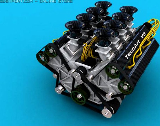 V8 Engine 3D Model