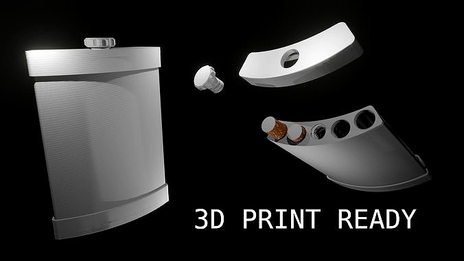 Cigarette Holder Hip Flask 3D Print Ready | 3D