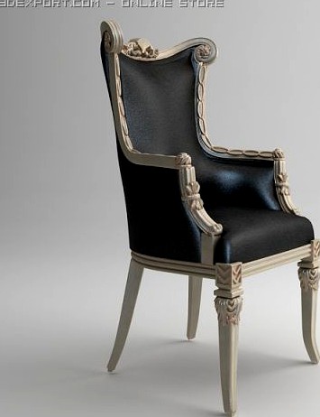 Classical ornate leather armchair 3D Model
