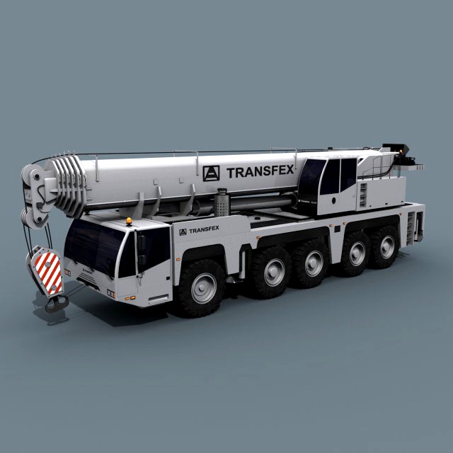 your wheeled crane - 200 t 3d animated crane model