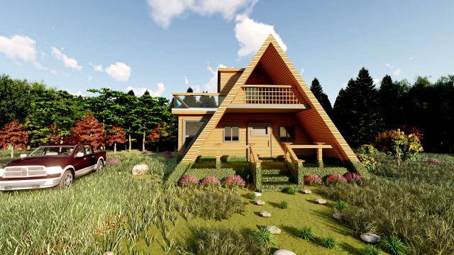 3d mountain house villa model