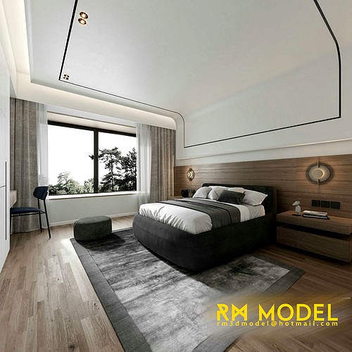 MAX-I-22-06-0332 Contemporary apartment bedroom design