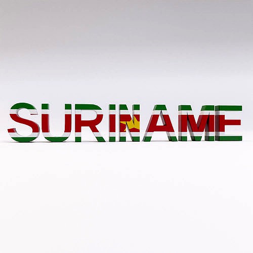 Suriname country Name text 3d model