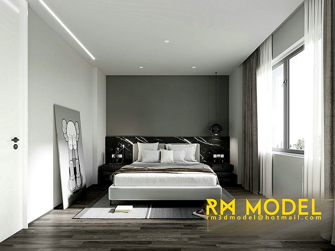 MAX-I-22-06-0258 Contemporary apartment bedroom interior design