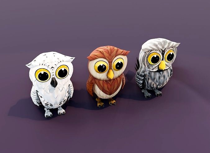 Cartoon Owl Rigged 3D Models