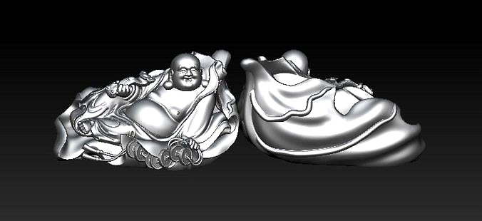 Maitreya buddha 3d model sitting on peach leaf | 3D