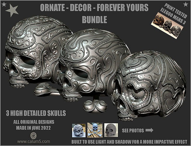 3 Detailed Skulls Set | 3D