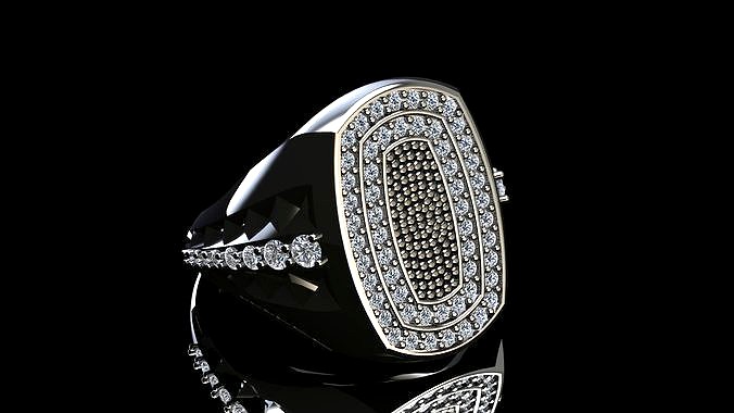 Mens ring studded with diamonds | 3D