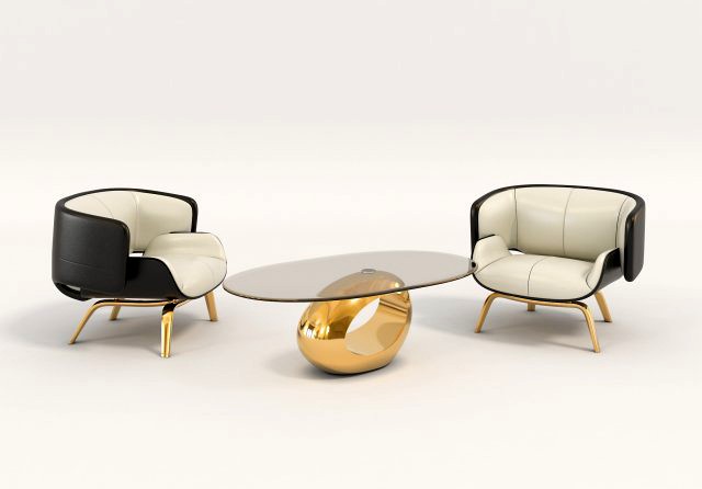 contemporary design armchair set 2