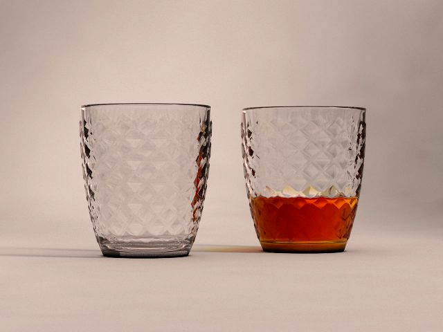 design---glass checkboard with rum