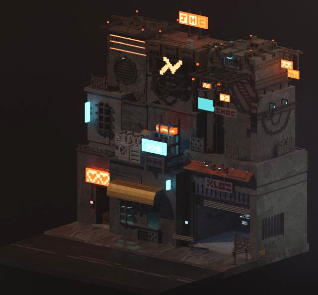 sci-fi street apartment