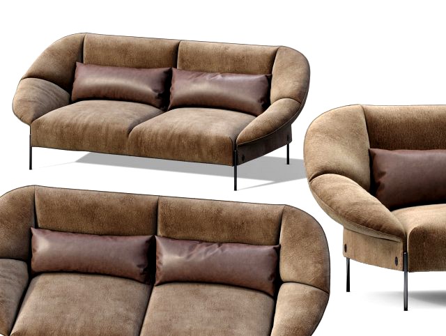 sofa flared arm loveseat tobacco l modern designer two-seat couch