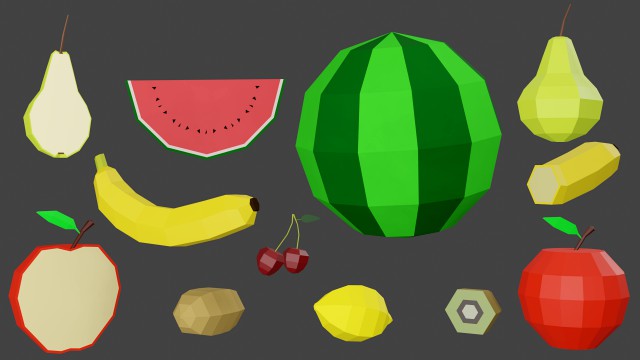 fruits low poly