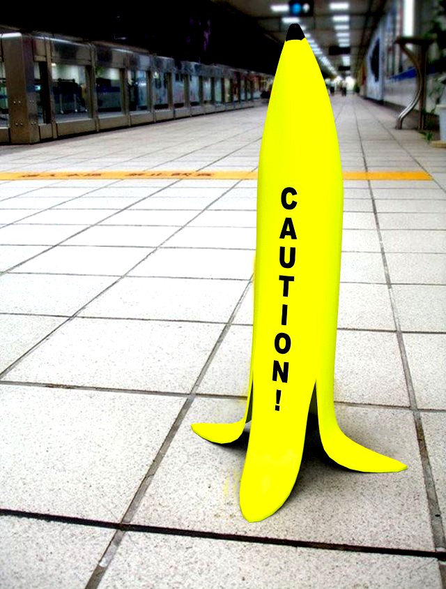 banana wet sign caution