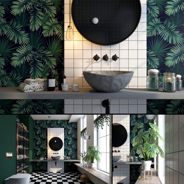 glam green bathroom