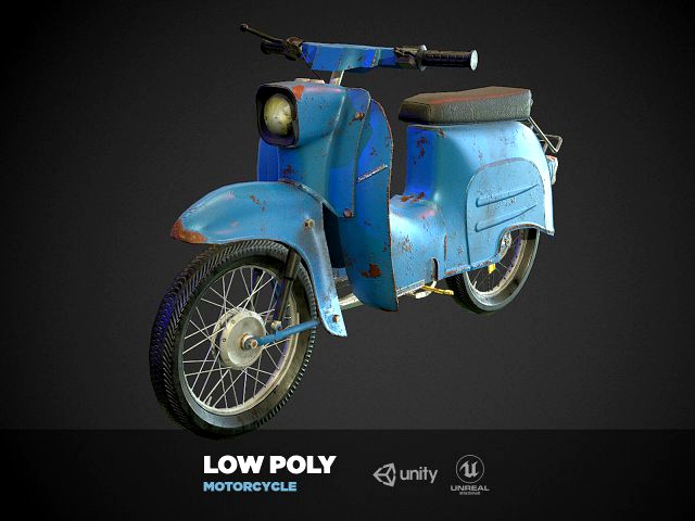 schwalbe kr 51 retro motorcycle low-poly