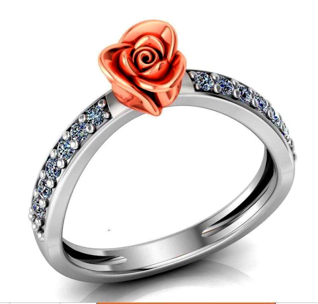 ring rose flower with stones 21