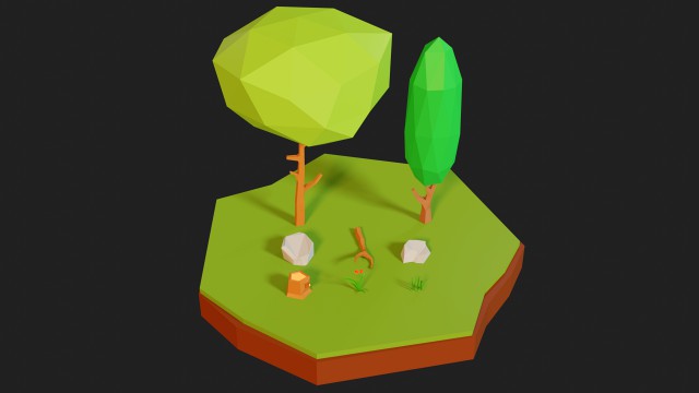 trees grass and rocks low poly free free low-poly