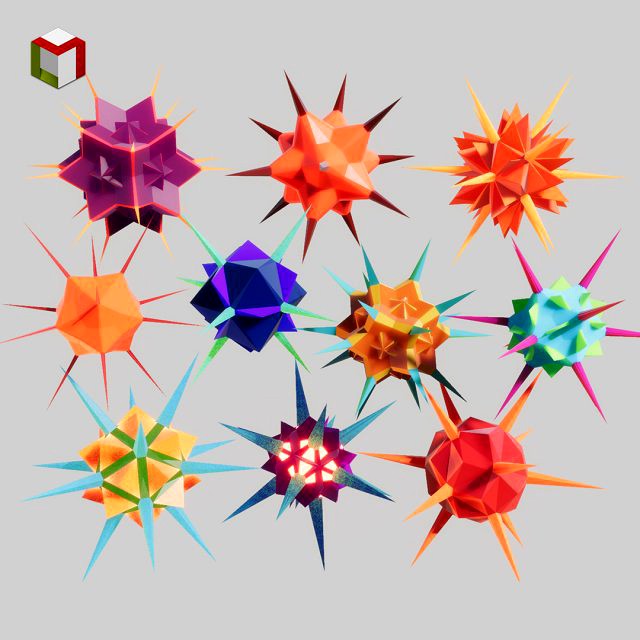 low poly virus pack 02