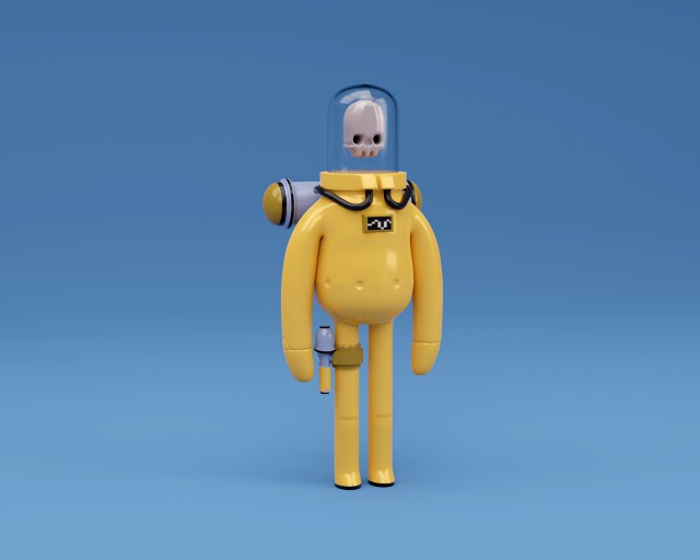 astronaut character skeleton space