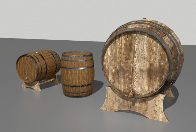 old wooden barrels