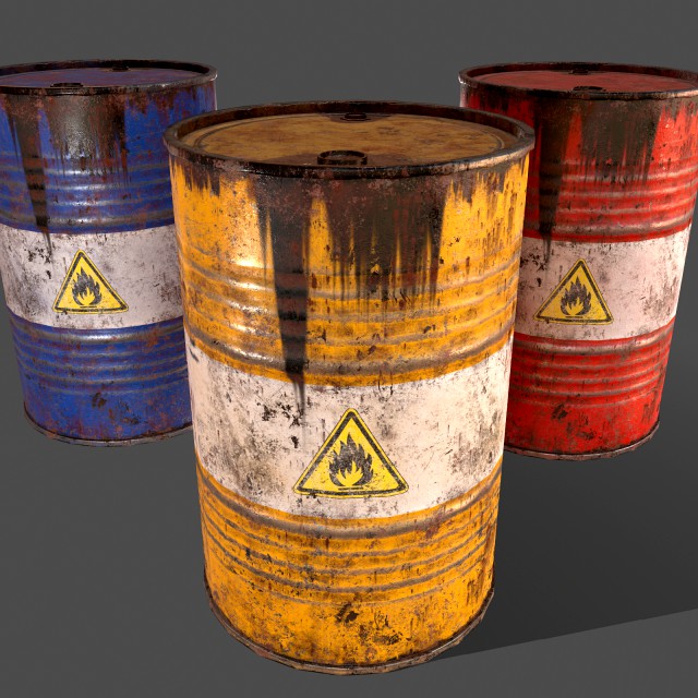 pbr oil drum barrel a3 - flammable explosive chemical