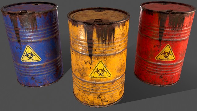 pbr oil drum barrel a2 - biohazard toxic waste