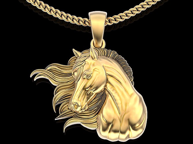 Horse pendant silver gold jewelry printable 3D model | 3D