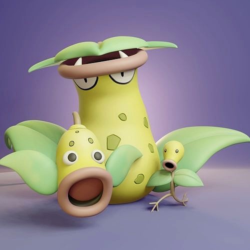 Pokemon - Bellsprout Weepinbell and Victreebel with 2 poses | 3D