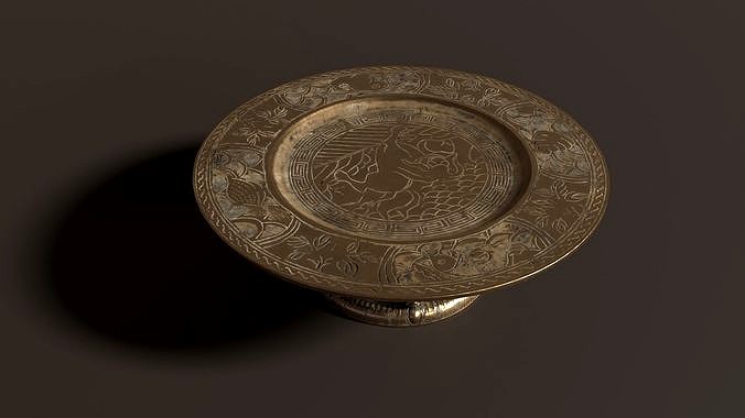 3D Antique Chinese Bronze Brass Tray