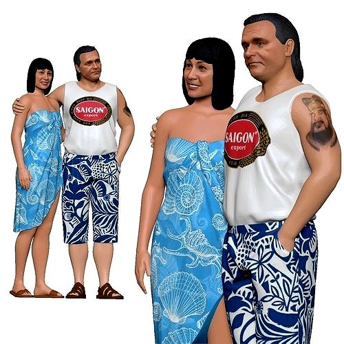 001127 man and woman beach style 3d print ready | 3D