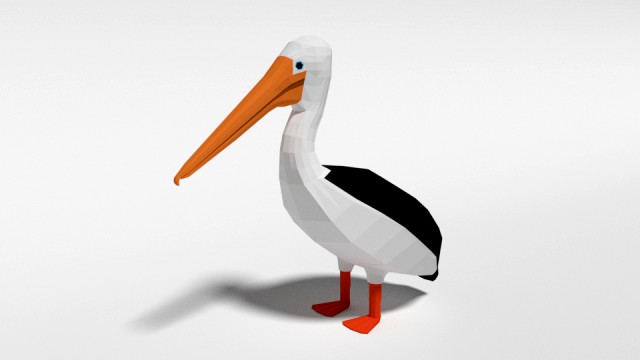 low poly cartoon pelican