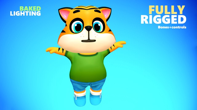 tiger cat animated rigged