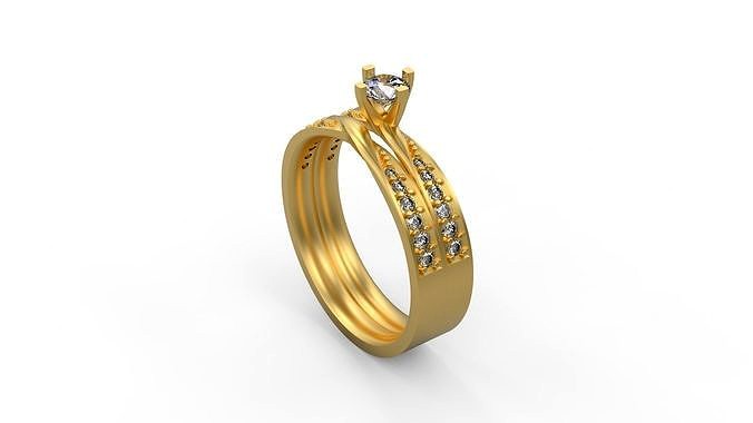 Woman Solitaire Ring 404 | 3D