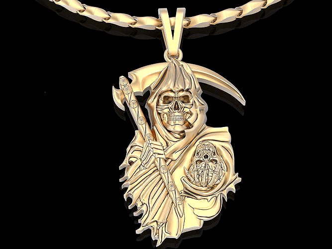 Angel of death pendant  silver gold jewelry printable 3D model | 3D