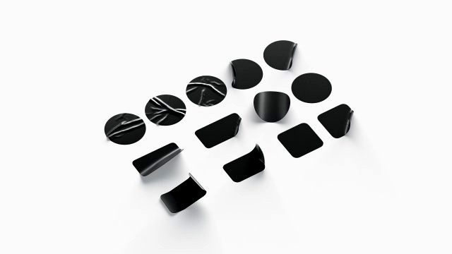 Black Stickers Set - 13 adhesive round and square sticky labels