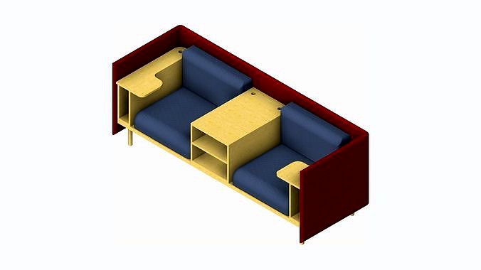 Sofa - Contemporary - Flame - Medium - Central Shelf Work Shelf