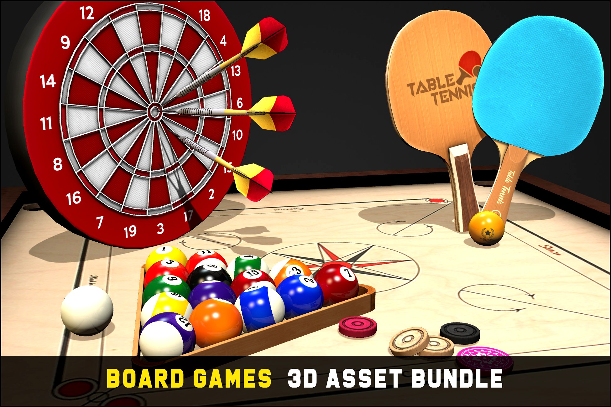 Board Games 3D Asset Bundle