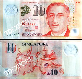 Currency in Singapore Textures 3D Model