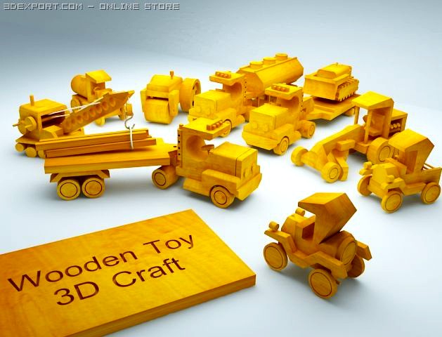 3D model of wooden toy Vehicle collection 3D Model