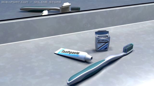 Touthbrush and Dental Floss 3D Model