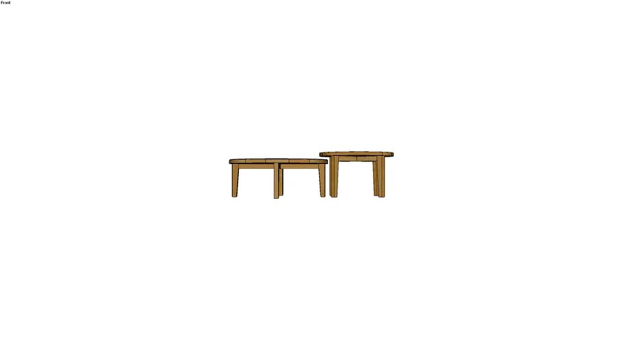 CARAIBA - 2 tables basses en manguier massif motifs blancs REF 175563 PRIX 360