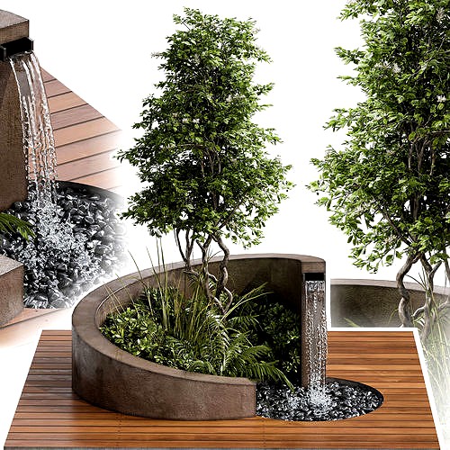 Landscape Furniture with Fountain - Architect Element 08