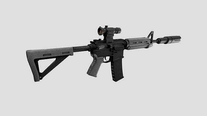 Carbine-Gun-rifle scope 3D Lowpoly Gun