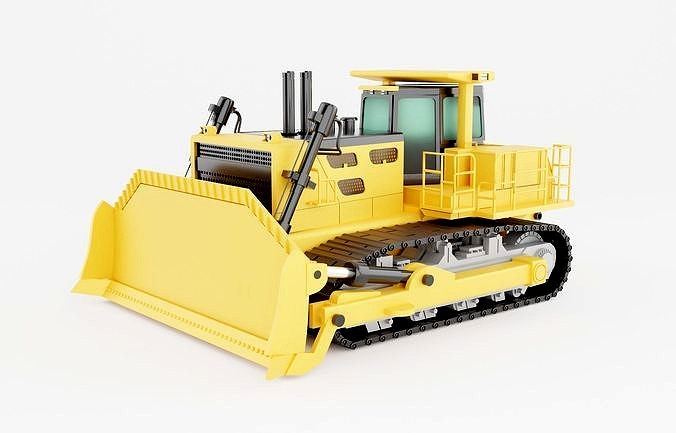 Motor grader of yellow color  on white background