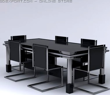 6 Piece Contemporary Dining Furniture 3D Model