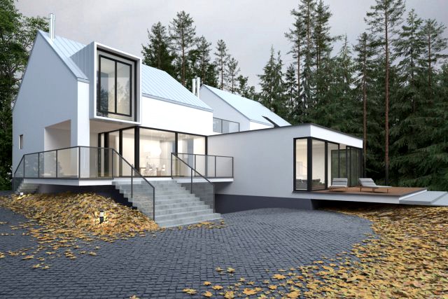 Modern villa building 3D and rendering