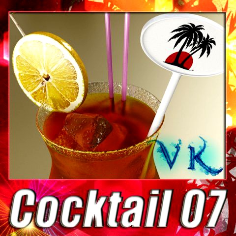 High Detailed Malibu Cocktail with Umbrella 3D Model