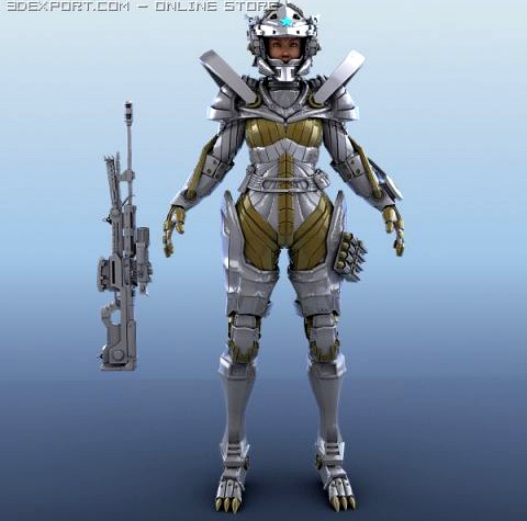 Armored Warrior Female 3D Model